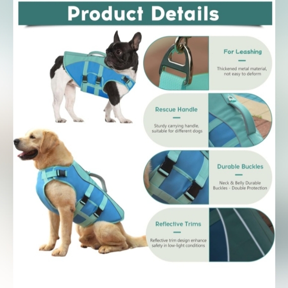 Aqua Blue Dog Safety Vest Size XS NWT - Picture 6 of 9